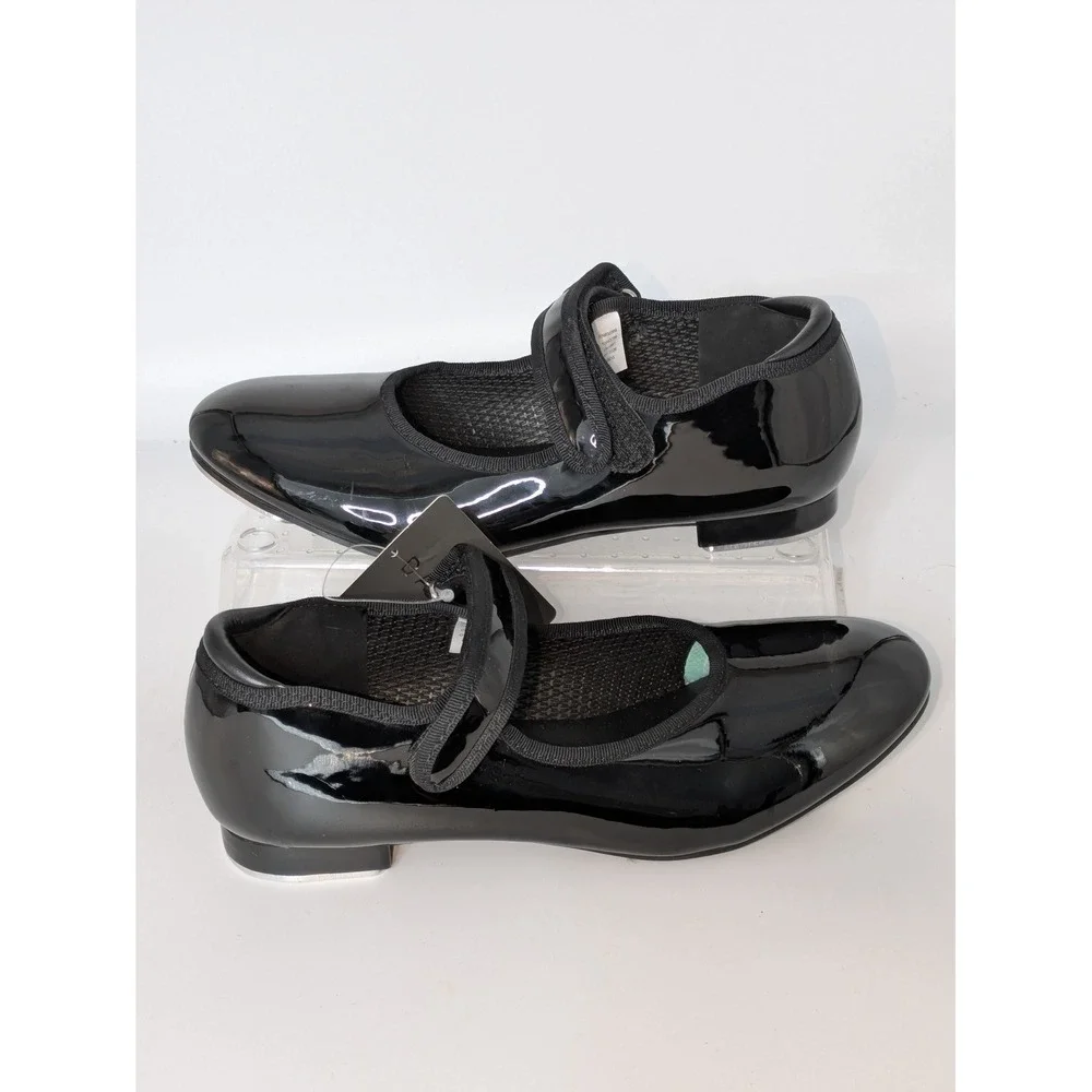 Danskin Tap Shoes Kids Size 12 Black Patent Mary Jane Dance Shoes NWT